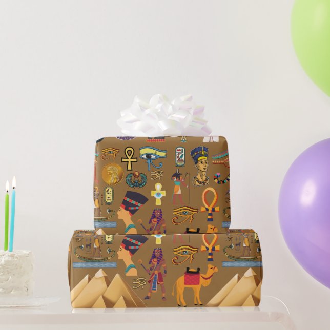 Mönster-egyptisk hieroglyfisk symbol presentpapper (Festgåvor)