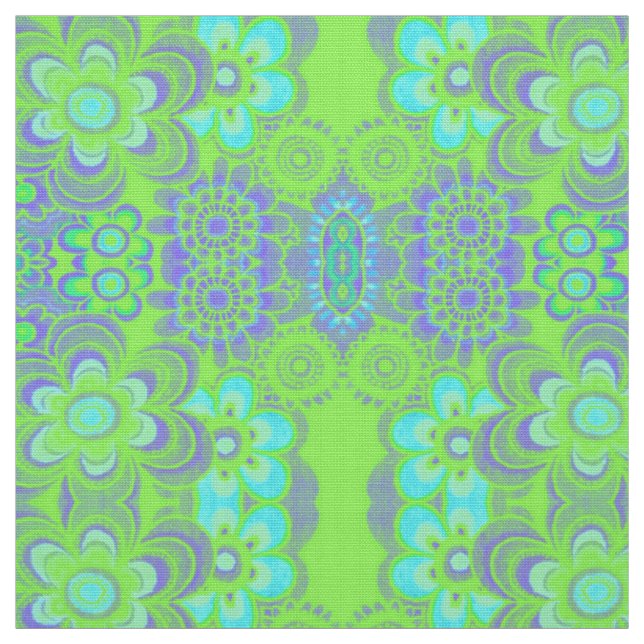 Mönster Fabrics by Serenity - Lime Green & Blue Tyg (Provkarta)