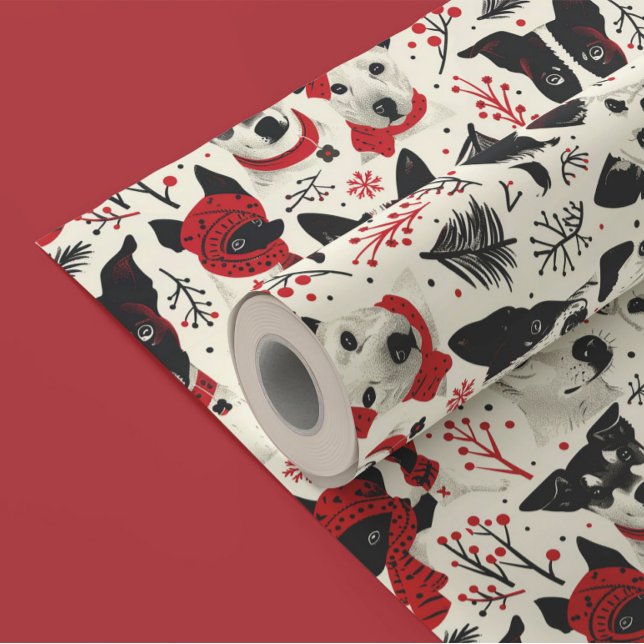 Mönster, färgad jul hundar presentpapper (Skapare uppladdad)
