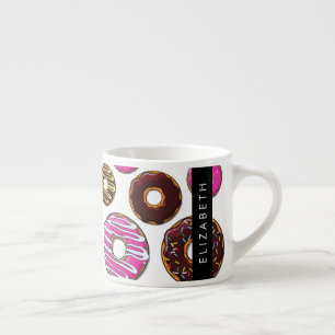 Mönster, färgade donötter, ditt namn espressomugg