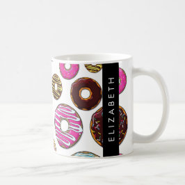 Mönster, färgade donötter, ditt namn kaffemugg