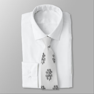 Mönster Faux Silver Grått Mönster Klöver Slips