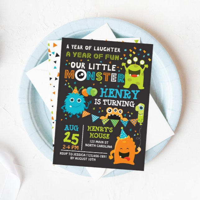 Monster First Birthday bjudande, Monster Inbjudan (Skapare uppladdad)
