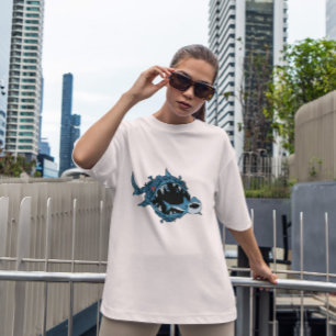 Monster Fish Eating Shark T Shirt