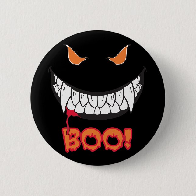 Monster Flin Boo! Manar Black Round Button Knapp (Framsida)