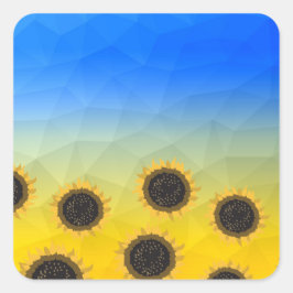 Mönster Flowers, gult blue geometry-mak Fyrkantigt Klistermärke