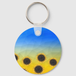 Mönster Flowers, gult blue geometry-mak Nyckelring