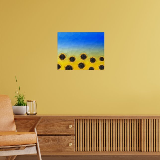 Mönster Flowers, gult blue geometry-mak Poster (Vardagsrum 2)