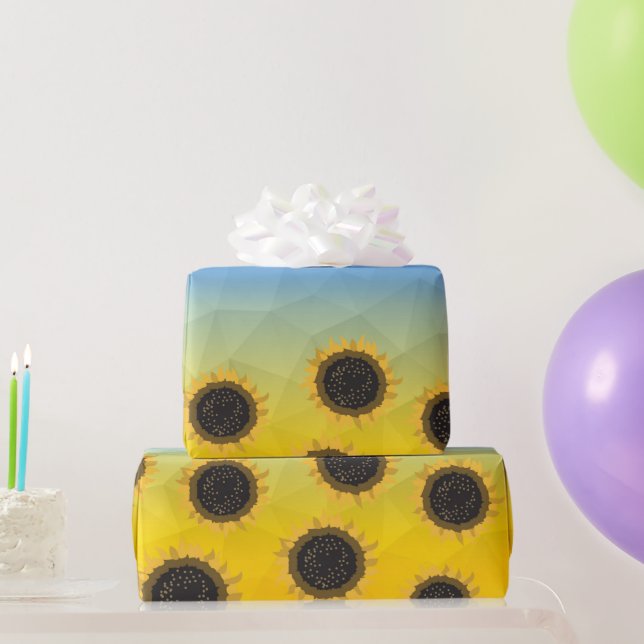 Mönster Flowers, gult blue geometry-mak Presentpapper (Festgåvor)