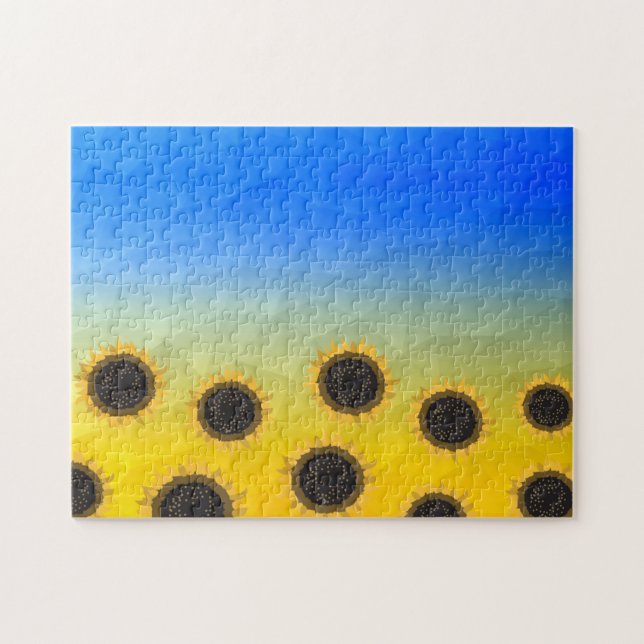 Mönster Flowers, gult blue geometry-mak Pussel (Horisontell)