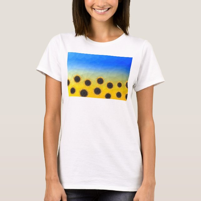 Mönster Flowers, gult blue geometry-mak T Shirt (Framsida)