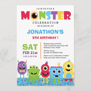 Monster Födelsedagsfest inbjudan