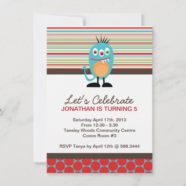 Monster Födelsedagsfest Inbjudan (Framsida)