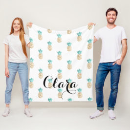 mönster för ananas för tropisk ny sommarfaux guld- fleecefilt