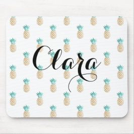 mönster för ananas för tropisk ny sommarfaux guld- musmatta