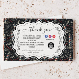 Mönster för antika herrfrisörverktyg tack kort