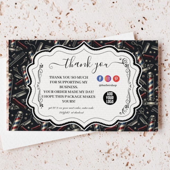 Mönster för antika herrfrisörverktyg tack kort (Skapare uppladdad)