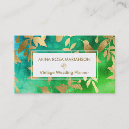 Mönster för art déco för *~*fågelblommor guld- visitkort