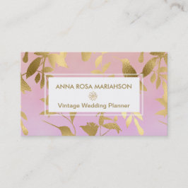 Mönster för art déco för *~*fåglar blom- guld- visitkort