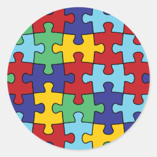 Mönster för Autismmedvetenhetpussel Runt Klistermärke