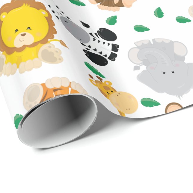 Mönster för babySafaridjur Presentpapper (Rullad Hörn)