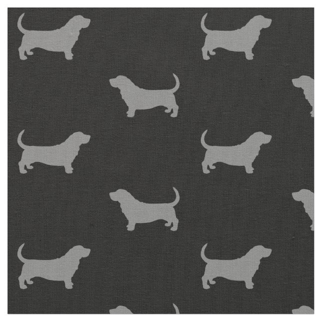 Mönster för BassethundSilhouettes Tyg (Närbild)