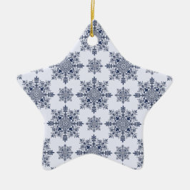 Mönster för blå smuts-kolv julgransprydnad keramik