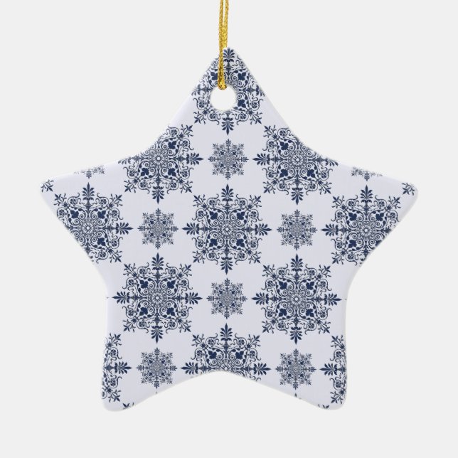 Mönster för blå smuts-kolv julgransprydnad keramik (Framsidan)