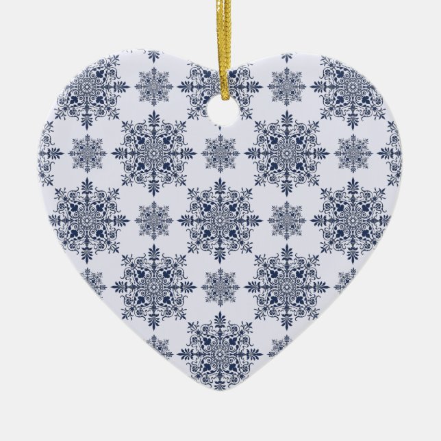 Mönster för blå smuts-kolv julgransprydnad keramik (Framsidan)