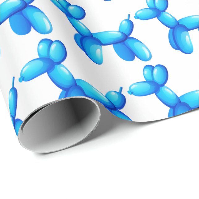 Mönster för blått för hund för ballongdjurpudel presentpapper (Rullad Hörn)