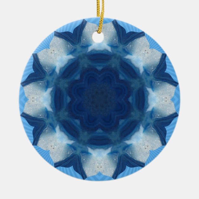 Mönster för blått"valsvan"! julgransprydnad keramik (Framsidan)