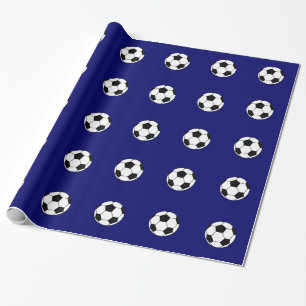 Mönster för blåttfotbollboll som slår in pappe presentpapper