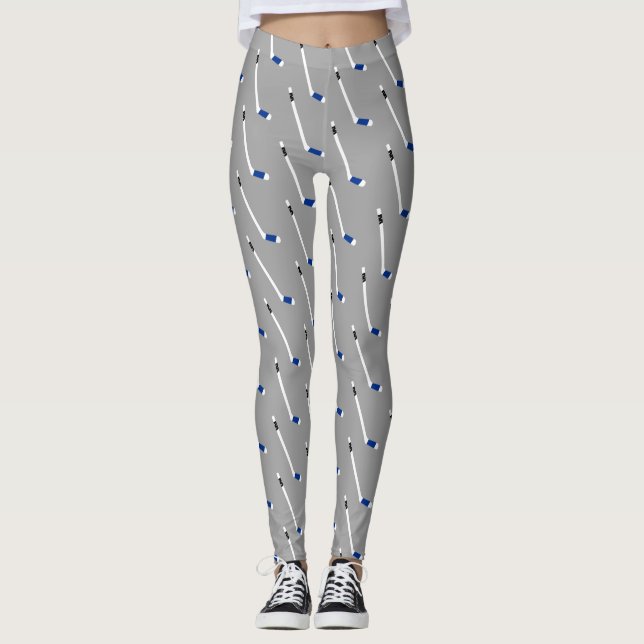 Mönster för blåttishockeypinne leggings (Framsida)