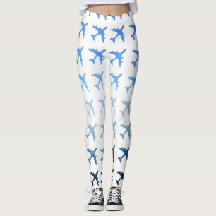 Mönster för blåttlutningflygplan leggings