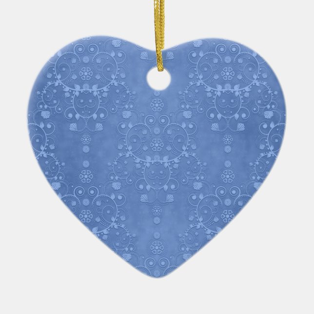 Mönster för Blommigt av periwinkle Blue Finare Julgransprydnad Keramik (Framsidan)