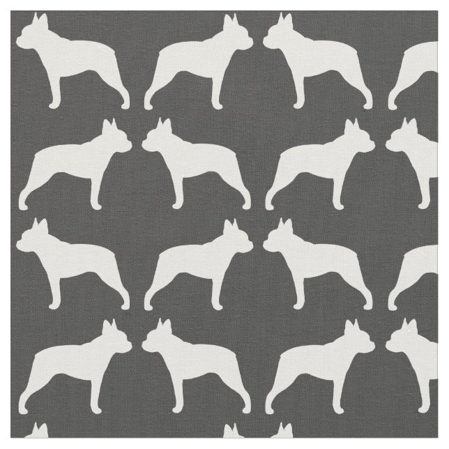 Mönster för Boston TerrierSilhouettes Tyg (Närbild)