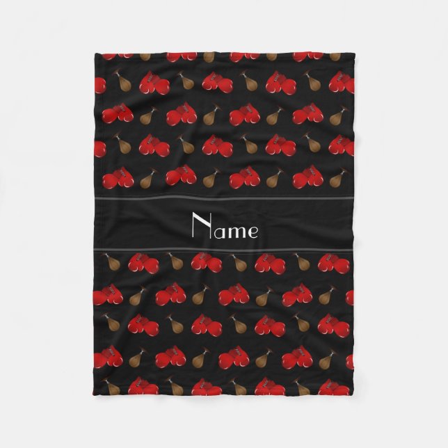 Mönster för boxning för personlignamnsvart fleecefilt (Framsidan)