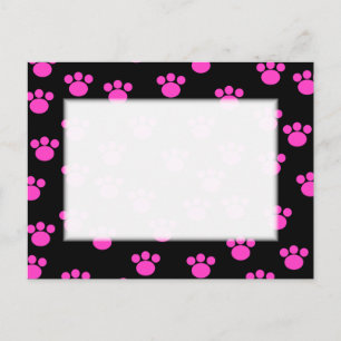 Mönster för Bright Rosa och svart Paw-utskrift. Vykort