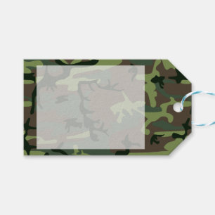 Mönster för brunt för kamouflageCamo grönt Presentetikett