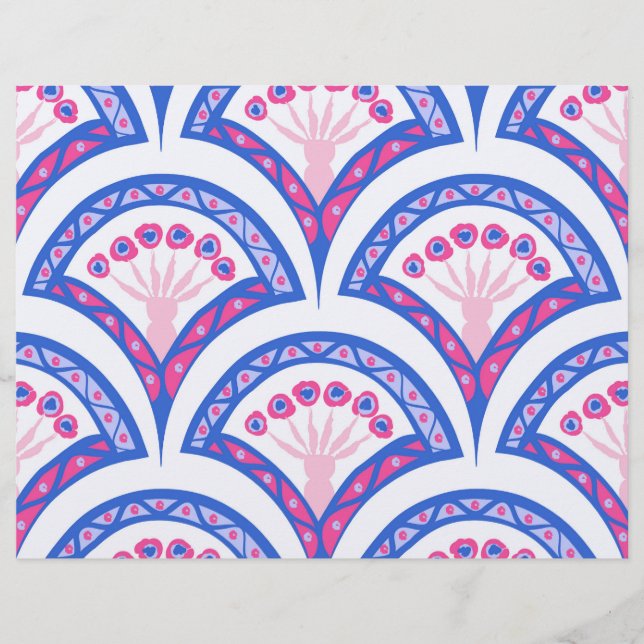 mönster för dämpning av blå blommigt brevhuvud (Framsida)