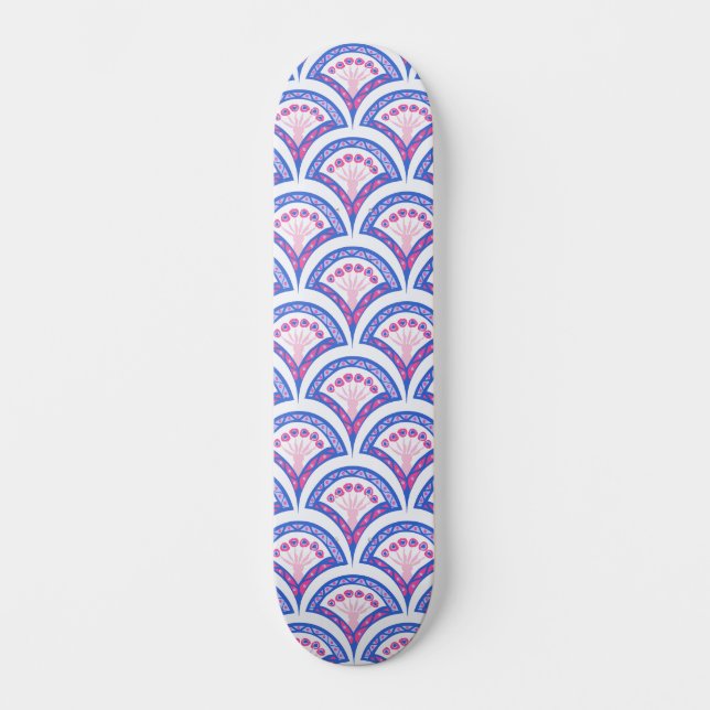 mönster för dämpning av blå blommigt mini skateboard bräda 18,5 cm (Framsida)