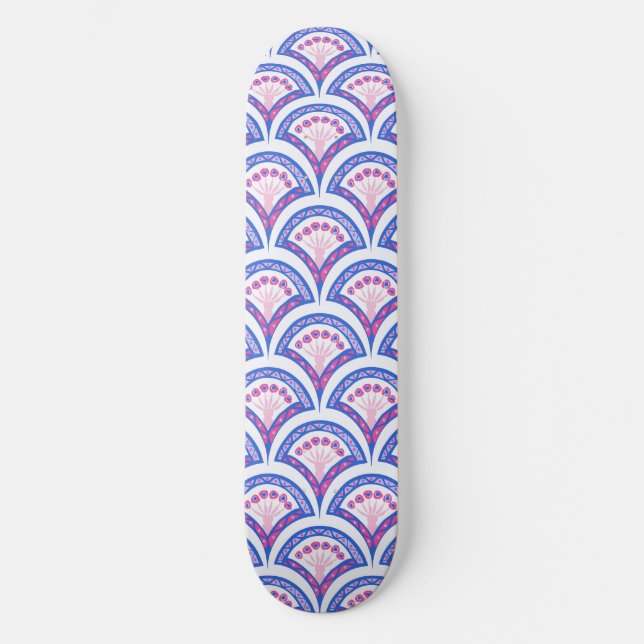 mönster för dämpning av blå blommigt mini skateboard bräda 18,5 cm (Framsida)
