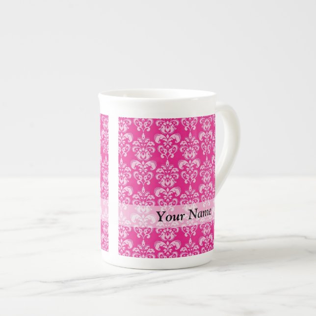 Mönster för dämpning av shock rosa benporslin mugg (Framsida höger)