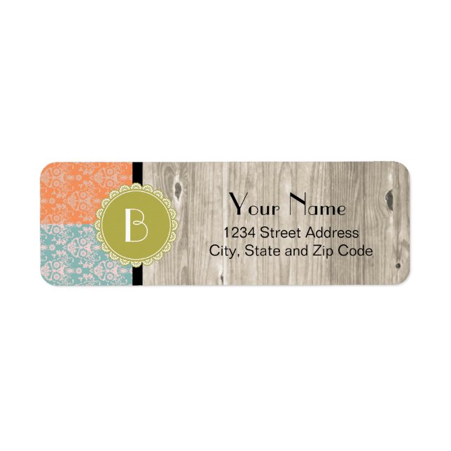 Mönster för delad elegant med Monogram Returadress Etikett (Framsidan)