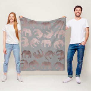 mönster för elefant för elegantfrikänd rosa gu fleecefilt