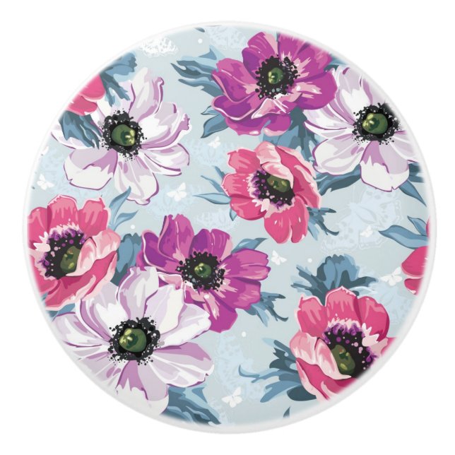 Mönster för elegansfärgblommor på blått knopp (Framsidan)