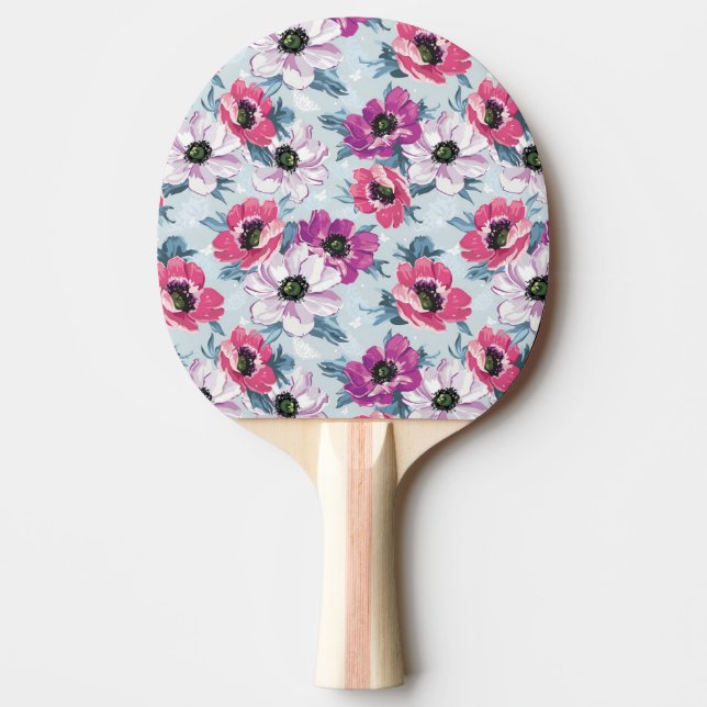 Mönster för elegansfärgblommor på blått pingisracket (Framsidan)