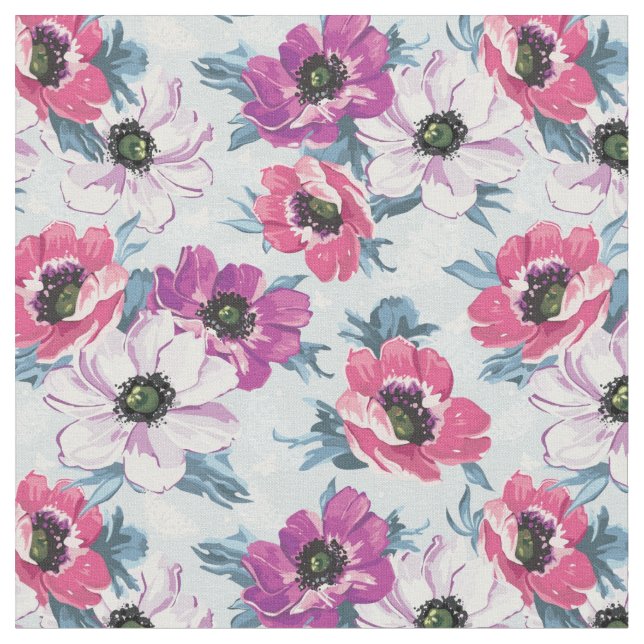 Mönster för elegansfärgblommor på blått tyg (Närbild)