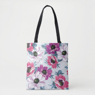 Mönster för elegansfärgblommor på blått tygkasse