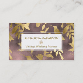 Mönster för fågel för *~*art déco blom- guld- visitkort